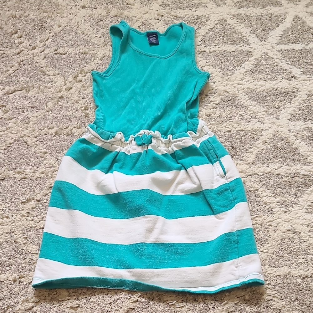 4 for $28 - baby GAP Girls 5 Green & White Cotton Dress
